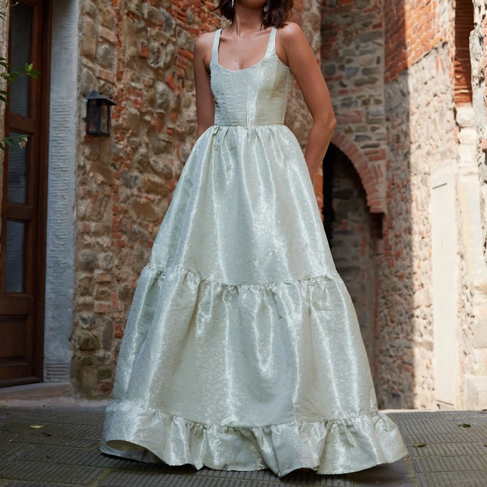 V. Chapman The Avery Dress in Sage Duchess - Picture 10 of 10